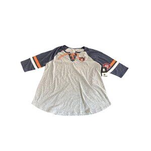 NWT Women's Colosseum Auburn University Tigers Lace Up Tee Gray/Orange Large